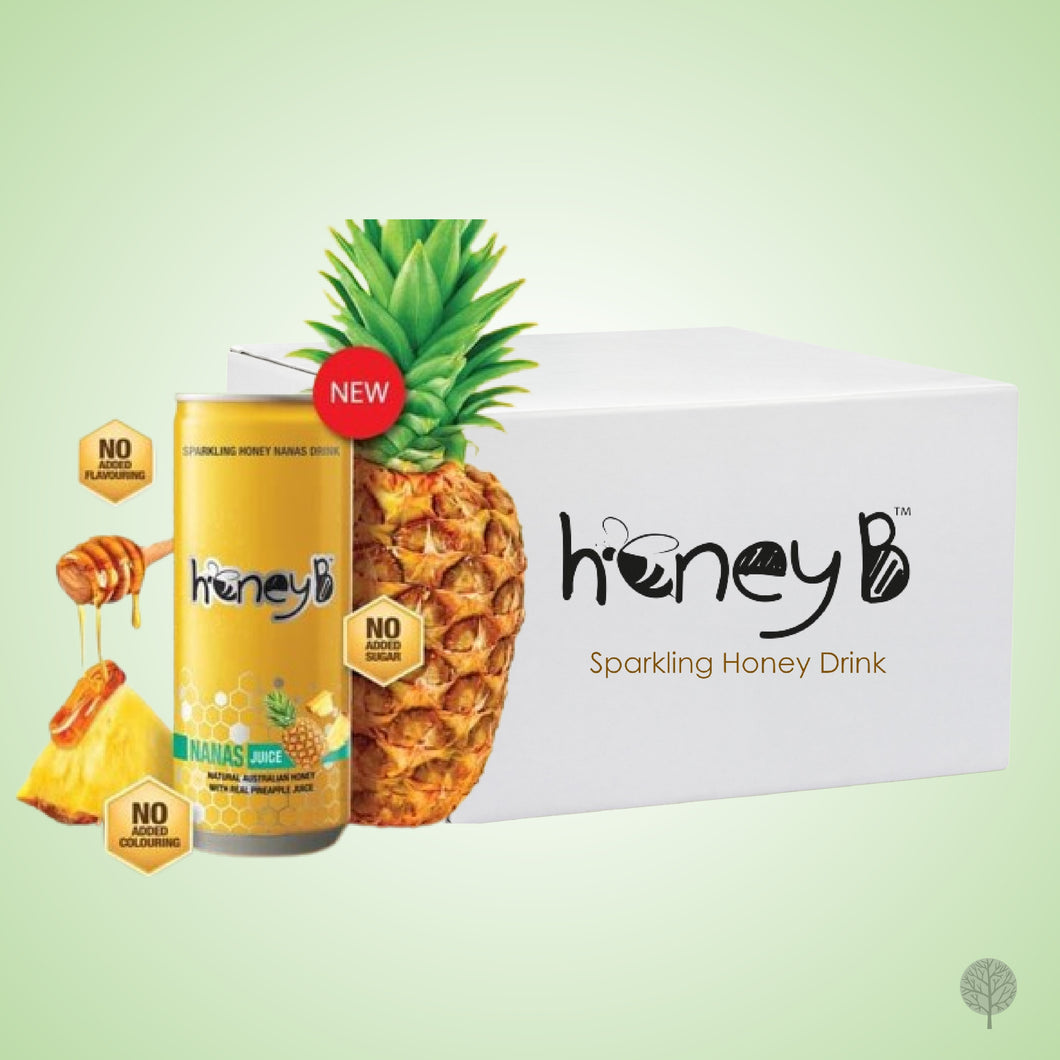 HONEYB - SOFT DRINKS - FRUITS - SPARKLING HONEY WITH (REAL PINEAPPLE) NANAS JUICE - 250ML X 24 CAN