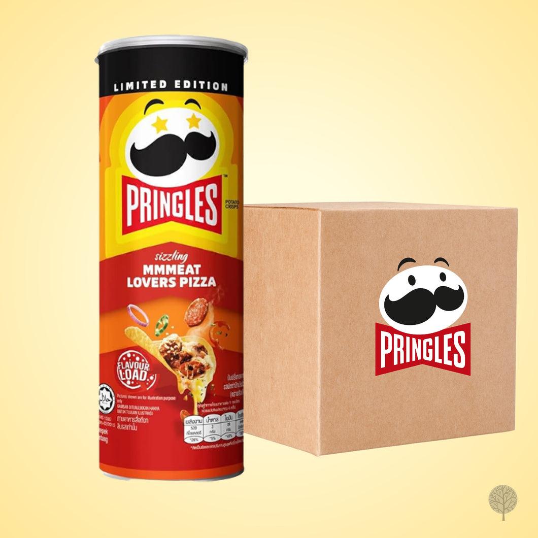 PRINGLES - POTATO CHIPS - SIZZLING MMMEAT LOVERS PIZZA - 97G X 12 CAN