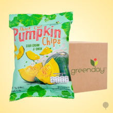 Load image into Gallery viewer, Greenday Veg Chips - Pumpkin - Sour Cream &amp; Onion Flavour - 15g x 36 pkts Carton
