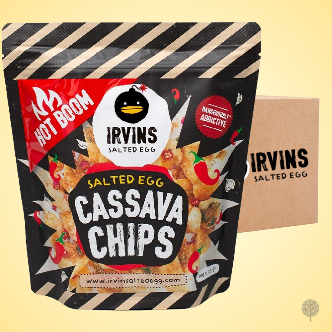 Irvins Salted Egg Hot Boom Cassava Chips - 95g x 24 pkts Carton