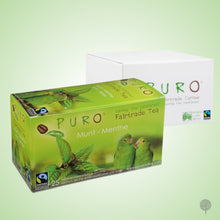 Load image into Gallery viewer, Puro Fairtrade Tea - Green Tea Mint - 25 Teabags x 6 boxes Carton