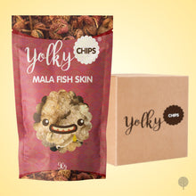 Load image into Gallery viewer, Yolky Fish Skins - Mala Flavour - 80g x 20 pkts Carton
