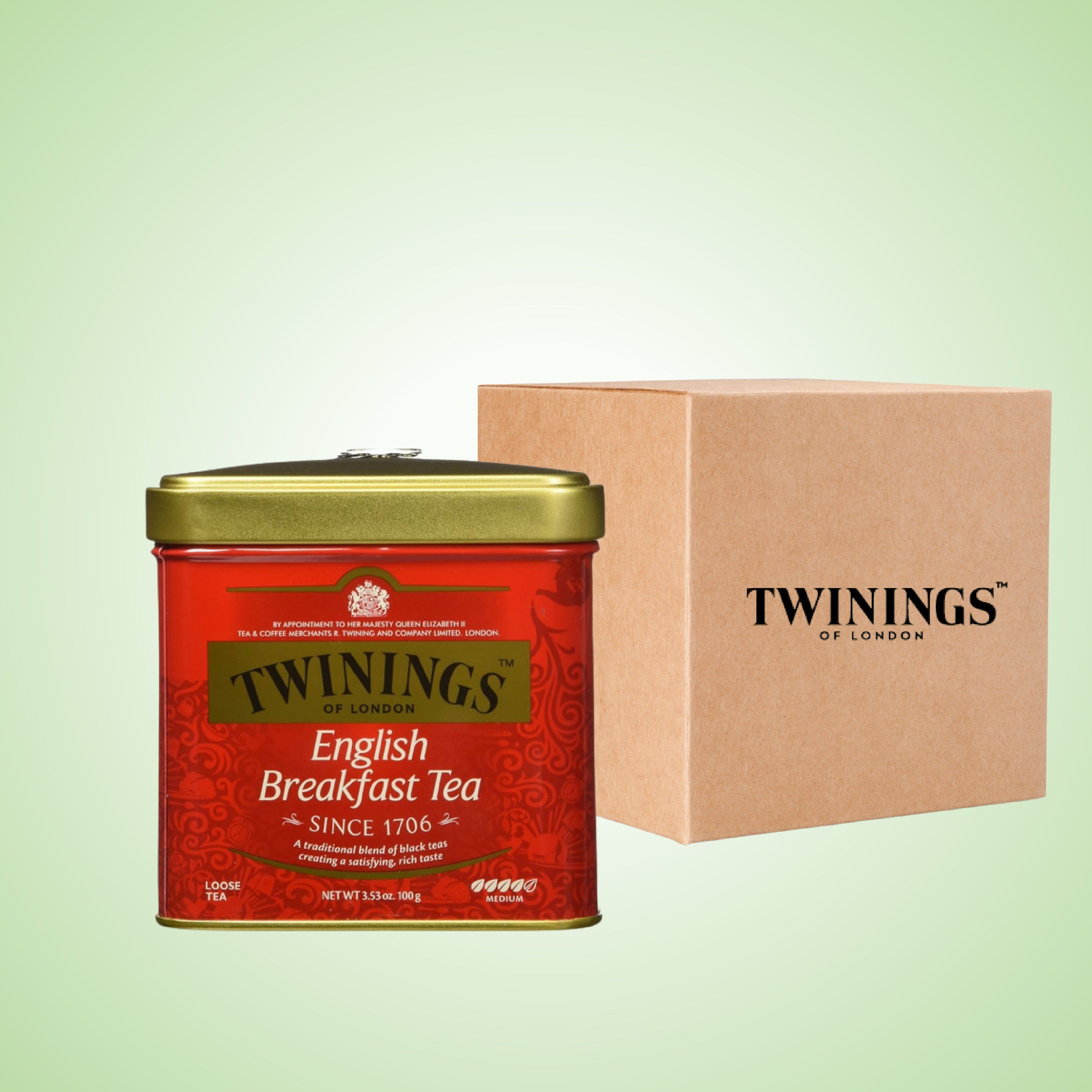 TWININGS TEA TIN ENGLISH BREAKFAST 100G X 6 BOX Provenance