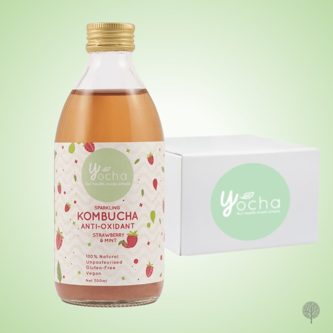 Yocha Kombucha - Anti-Oxidant (Strawberry / Mint) - 300ml x 12 btls Carton *CHILLED*