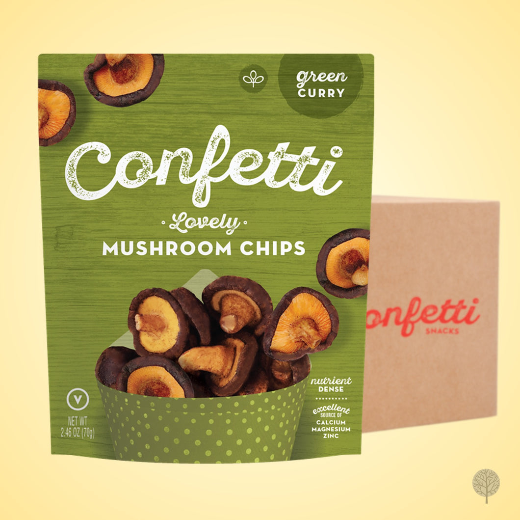 Confetti Mushroom Chips - Green Curry - 70g x 24 pkts Carton