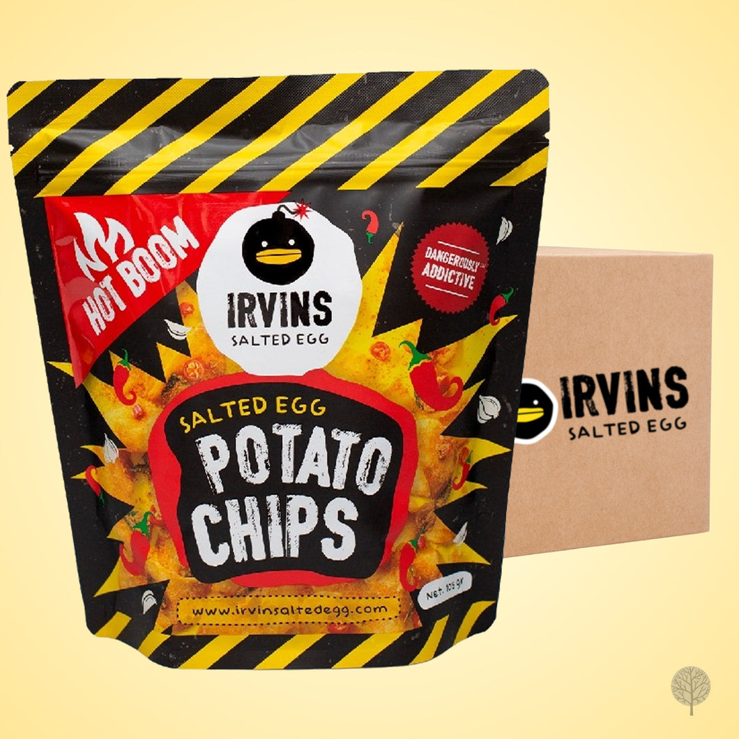 Irvins Salted Egg Hot Boom Potato Chips - 105g x 24 pkts Carton