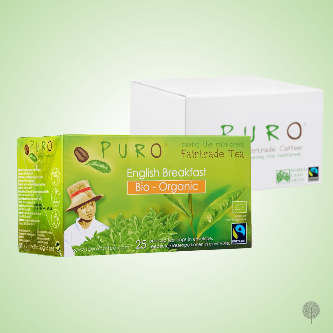 Puro Fairtrade Tea - Bio Organic English Breakfast - 25 Teabags x 6 boxes Carton