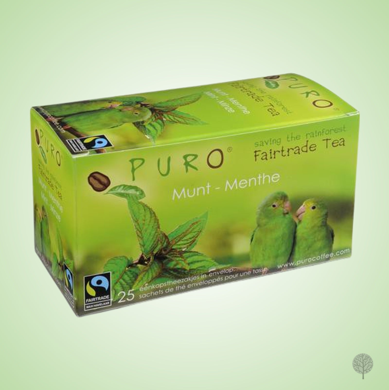 Puregro Tea Puro Fairtrade Tea - Green Tea Mint - 25 Teabags x 6 boxes Carton ...