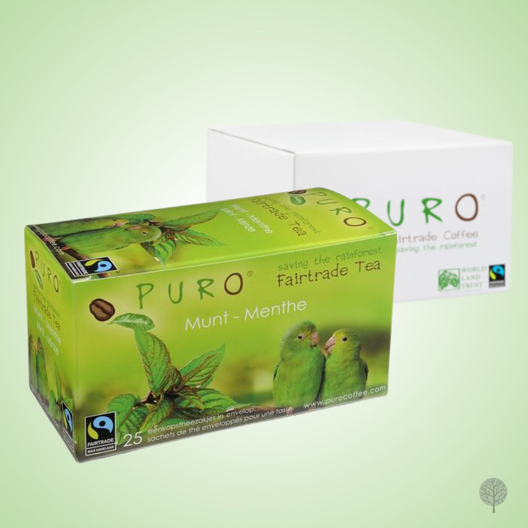 Puro Fairtrade Tea - Green Tea Mint - 25 Teabags x 6 boxes Carton