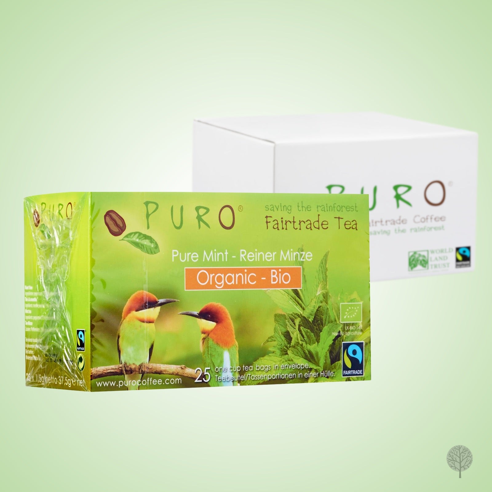 Puregro Tea Puro Fairtrade Tea - Bio Organic Mint - 25 Teabags x 6 boxes Carton ...